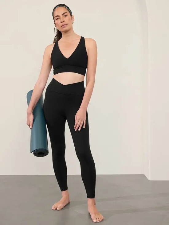 Athleta Pants - Athleta Black Transcend Crossover ⅞ Tight Leggings Size Medium Tall